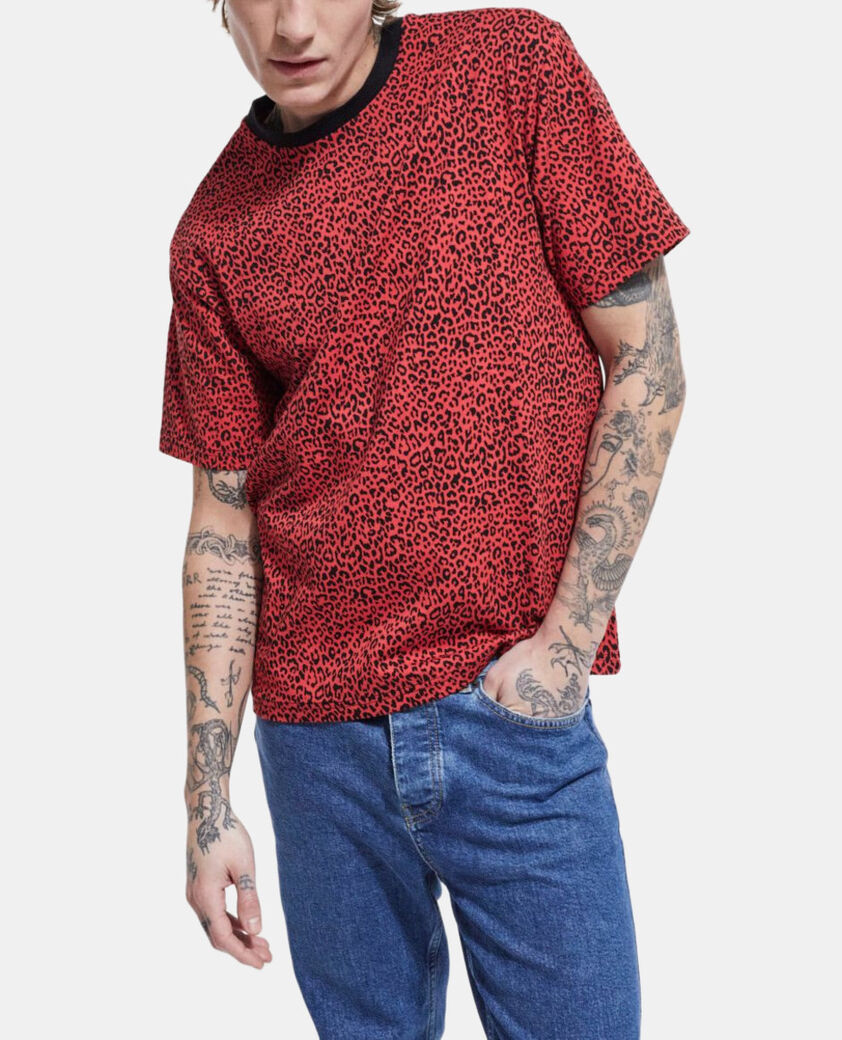 The Kooples HOMME DARK RED t-shirt léopard rouge