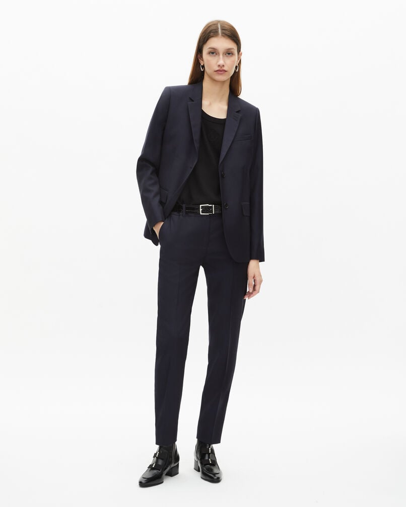 The Kooples WOMEN NAVY navy blue slim-fit wool suit jacket