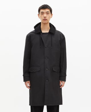 The Kooples HOMME BLACK parka &agrave; traitement d&eacute;perlant type trench &agrave; capuche noire