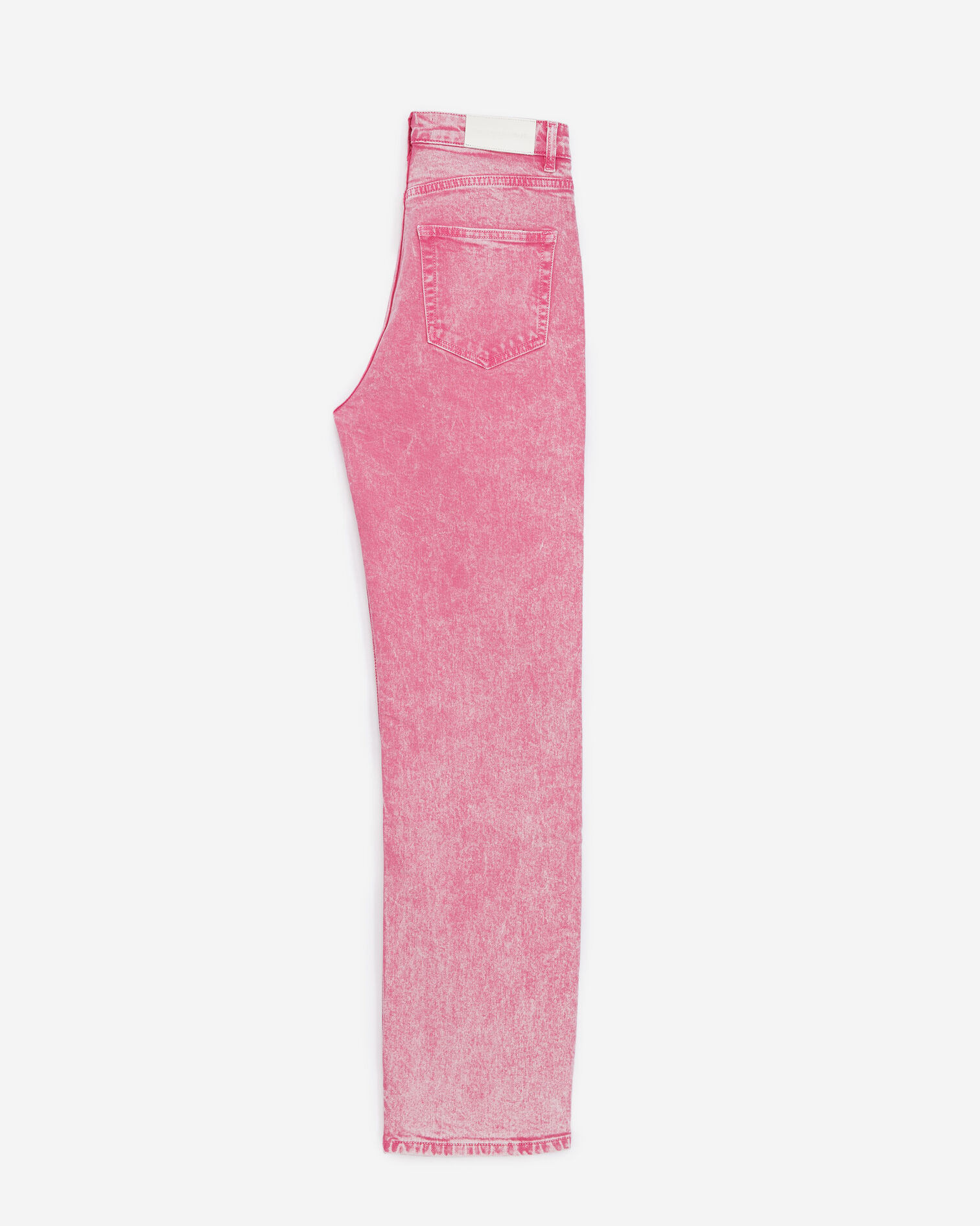High-waisted pink jeans with visible buttons, FRESH PINK, hi-res image number null