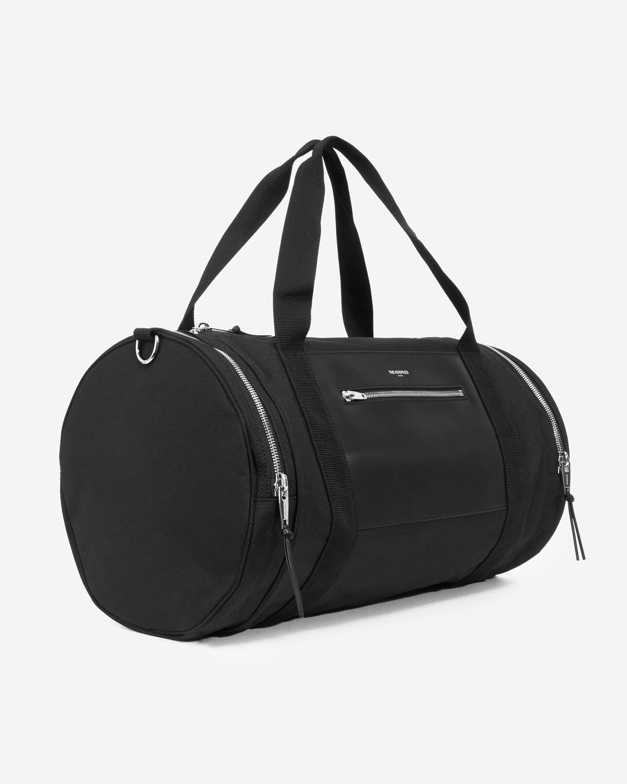 The Kooples HOMME BLACK sac de sport nylon noir à poche cuir