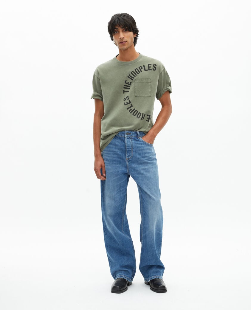 The Kooples MEN KAKI t-shirt with khaki screen print