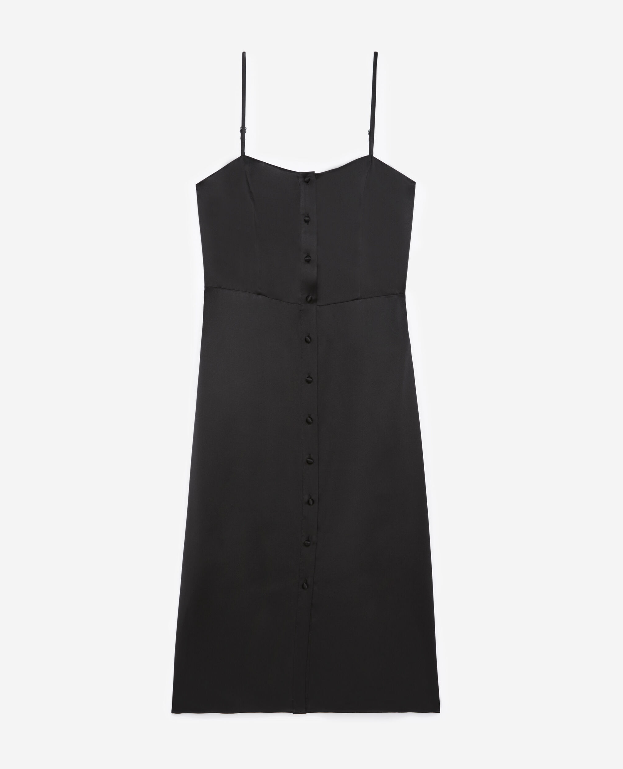 Long buttoned sleeveless black dress, BLACK, hi-res image number null