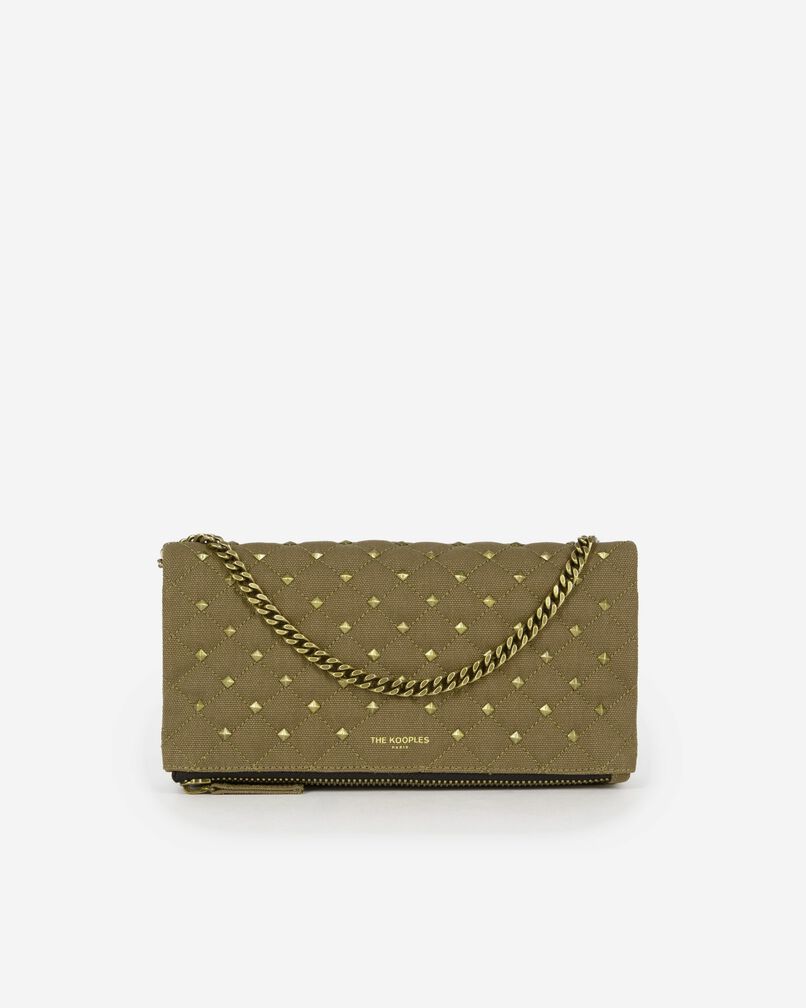 The Kooples WOMEN KAKI small khaki canvas heritage clutch bag