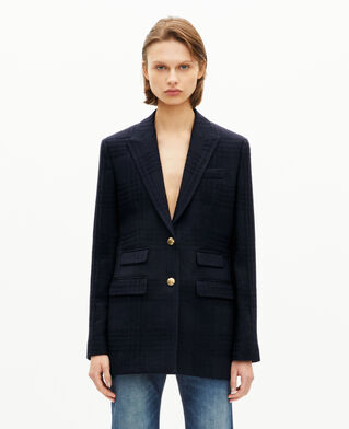 The Kooples FEMME NAVY veste en tweed en laine marine