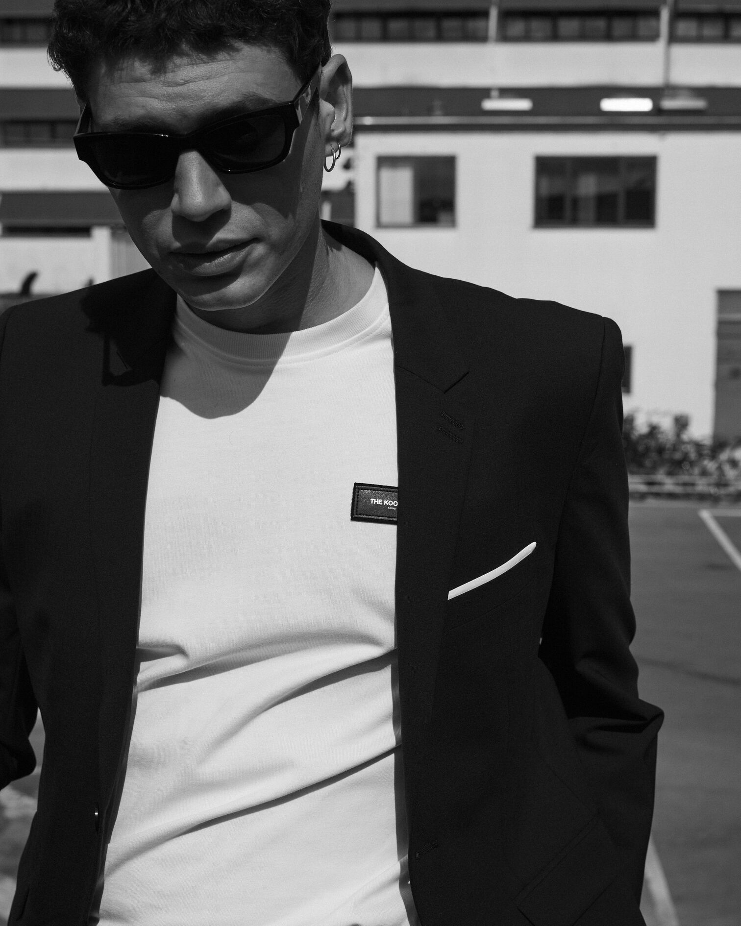 Navy blue stretch wool suit jacket , NAVY, hi-res image number null
