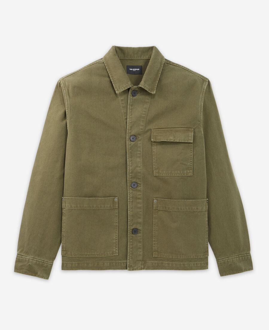 khaki cotton jacket with patch pockets