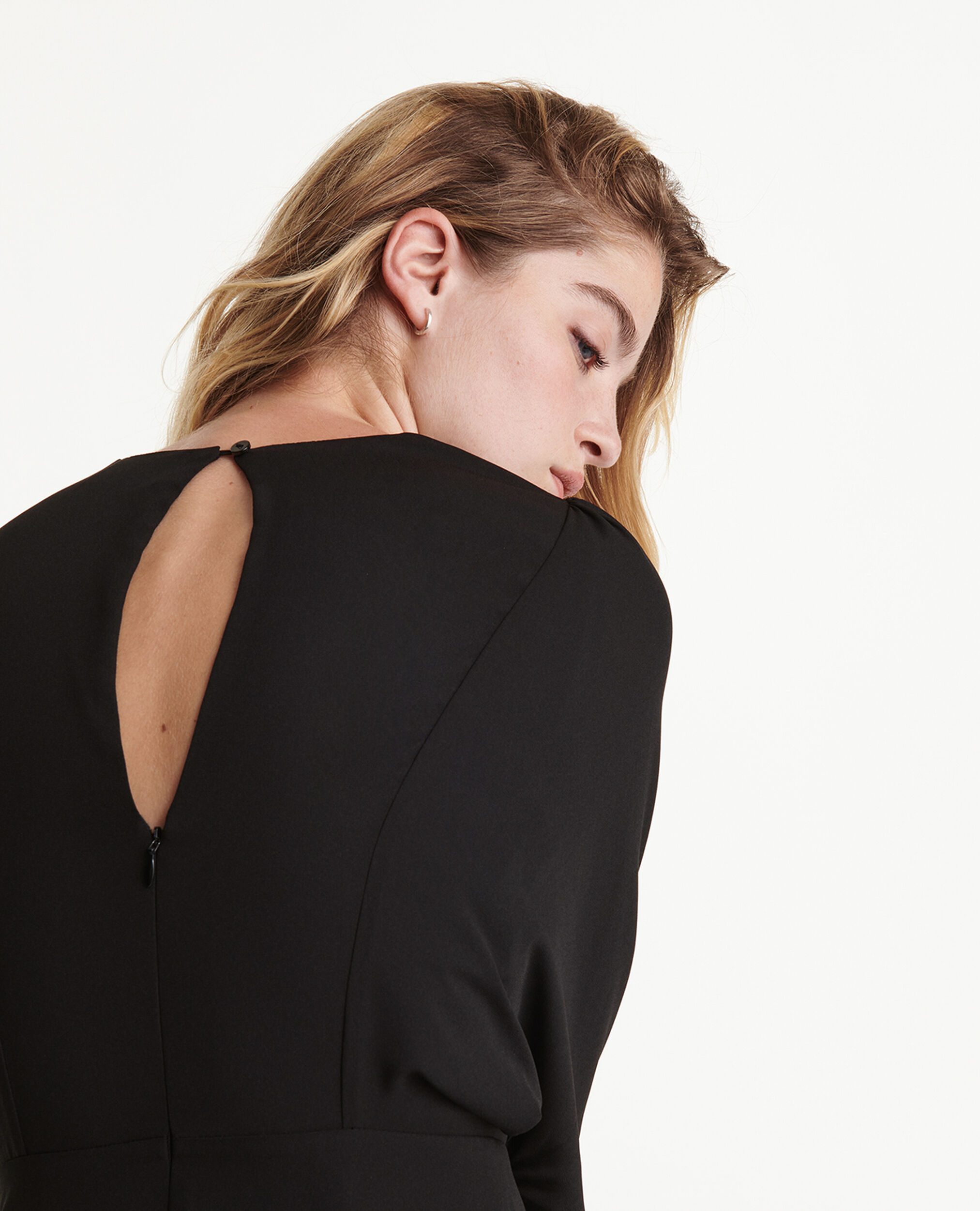 Robe courte noire anneaux métalliques, BLACK, hi-res image number null