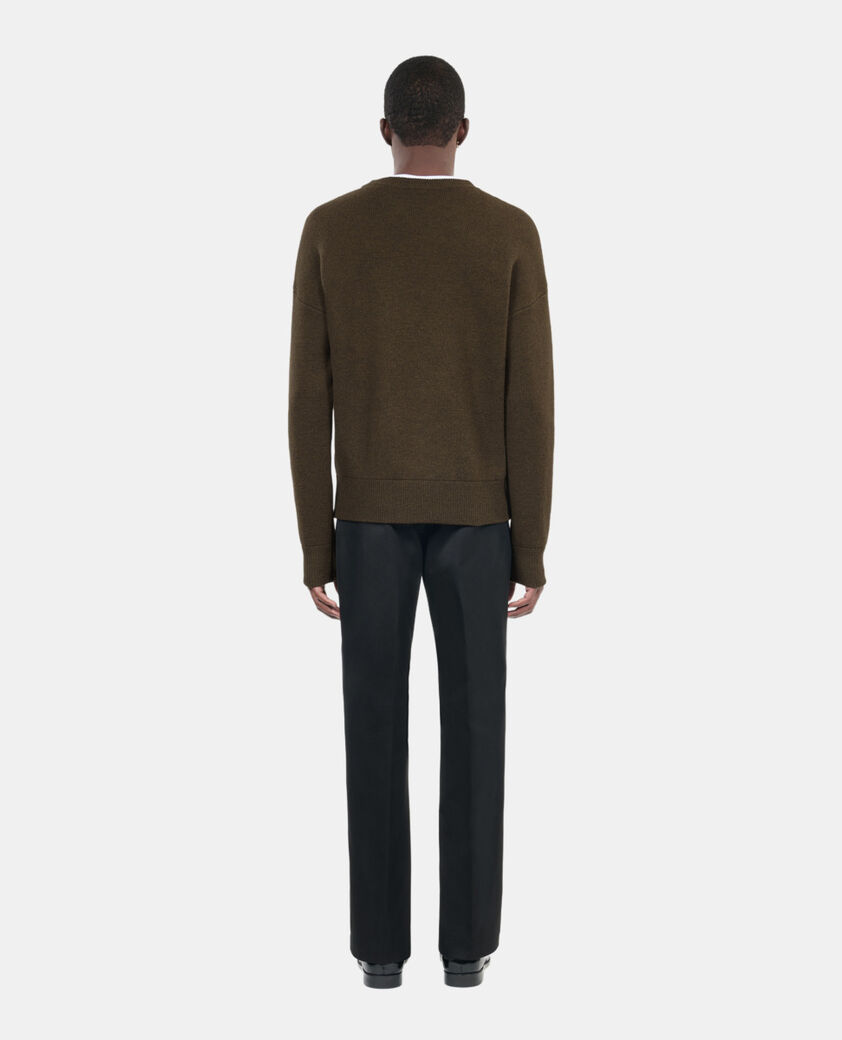 The Kooples HOMME OLIVE NIGHT pull en laine kaki