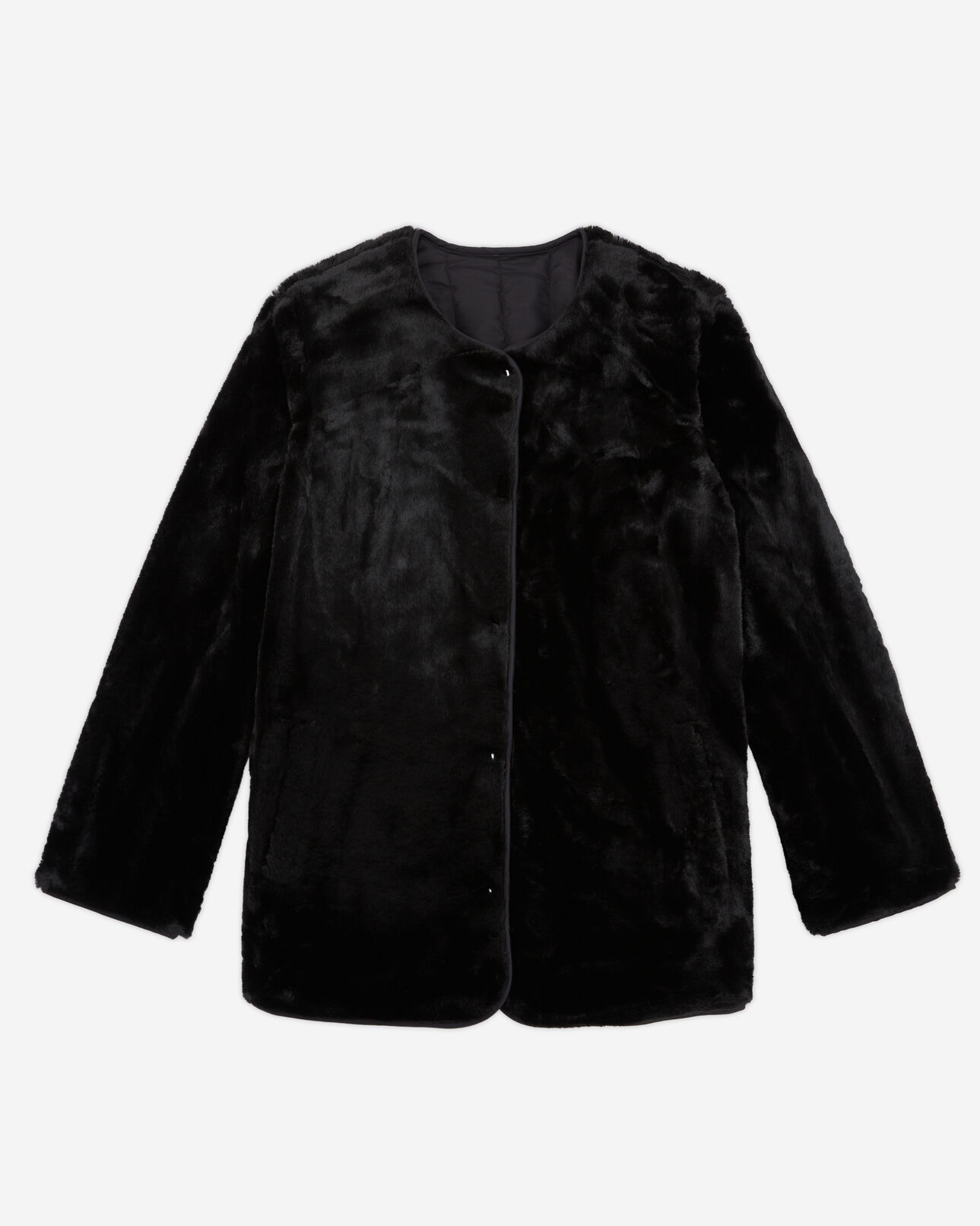 The Kooples FEMME BLACK blouson réversible en fausse fourrure noir