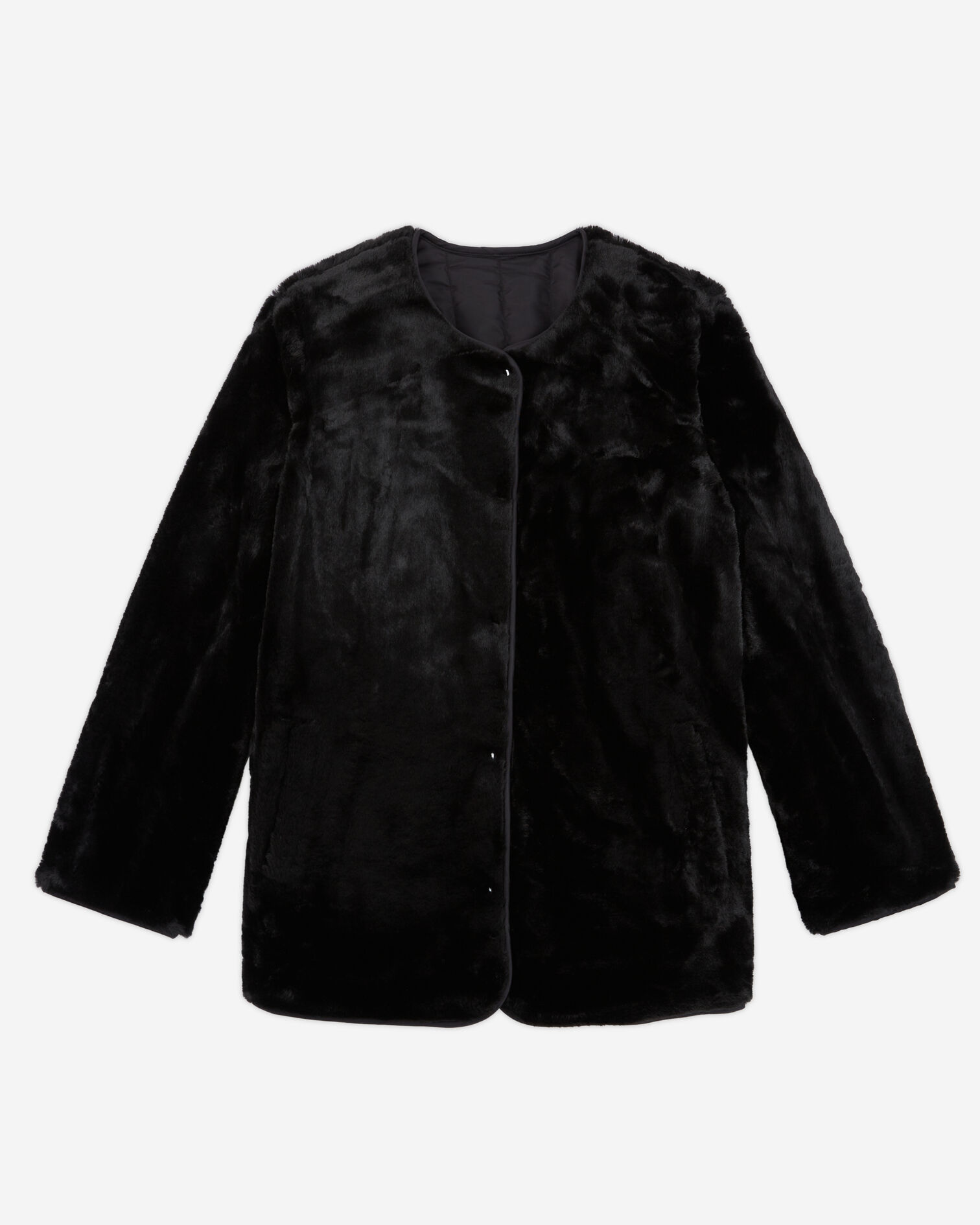 Blouson réversible en fausse fourrure noir, BLACK, hi-res image number null