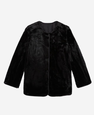 The Kooples F BLACK black reversible faux fur jacket