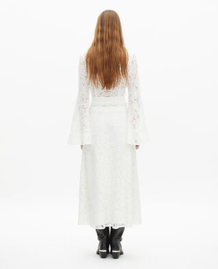 The Kooples FEMME ECRU jupe longue en dentelle blanche