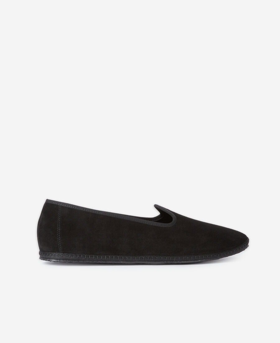 slippers en cuir noir