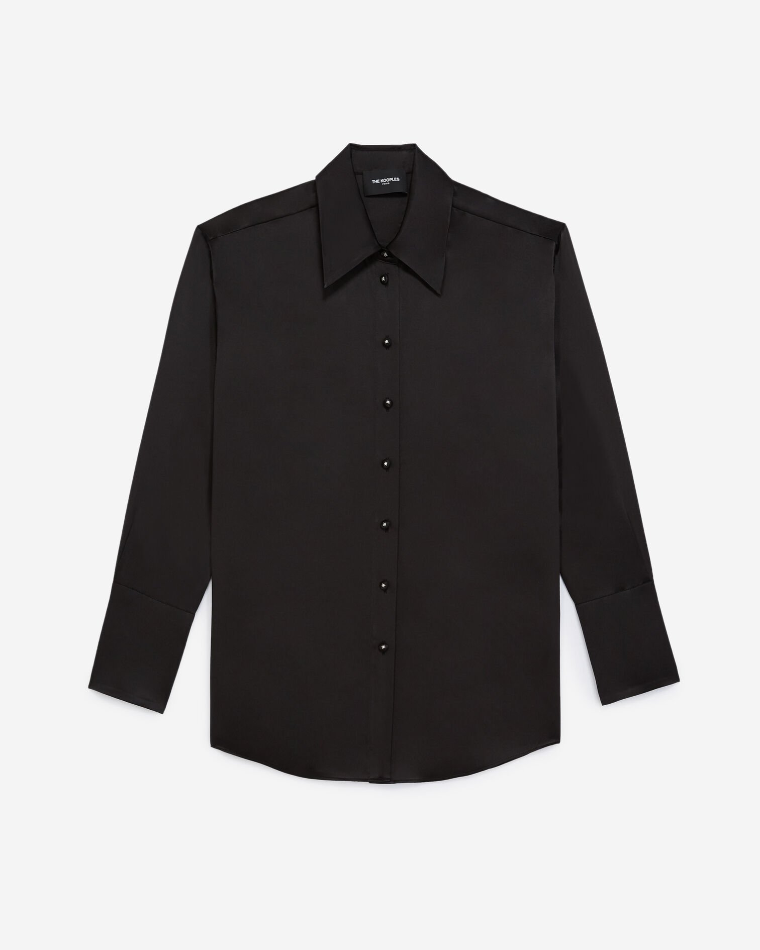 Chemise noire soie satin, BLACK, hi-res image number null