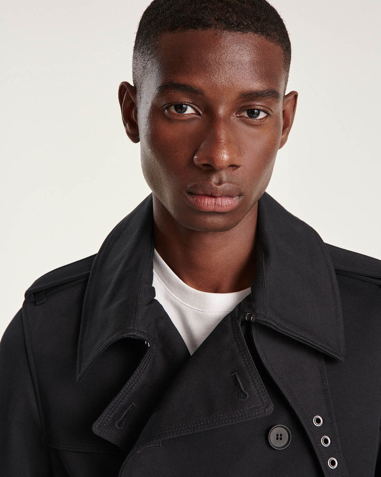 The Kooples MEN DARK NAVY navy blue trench coat in cotton gabardine