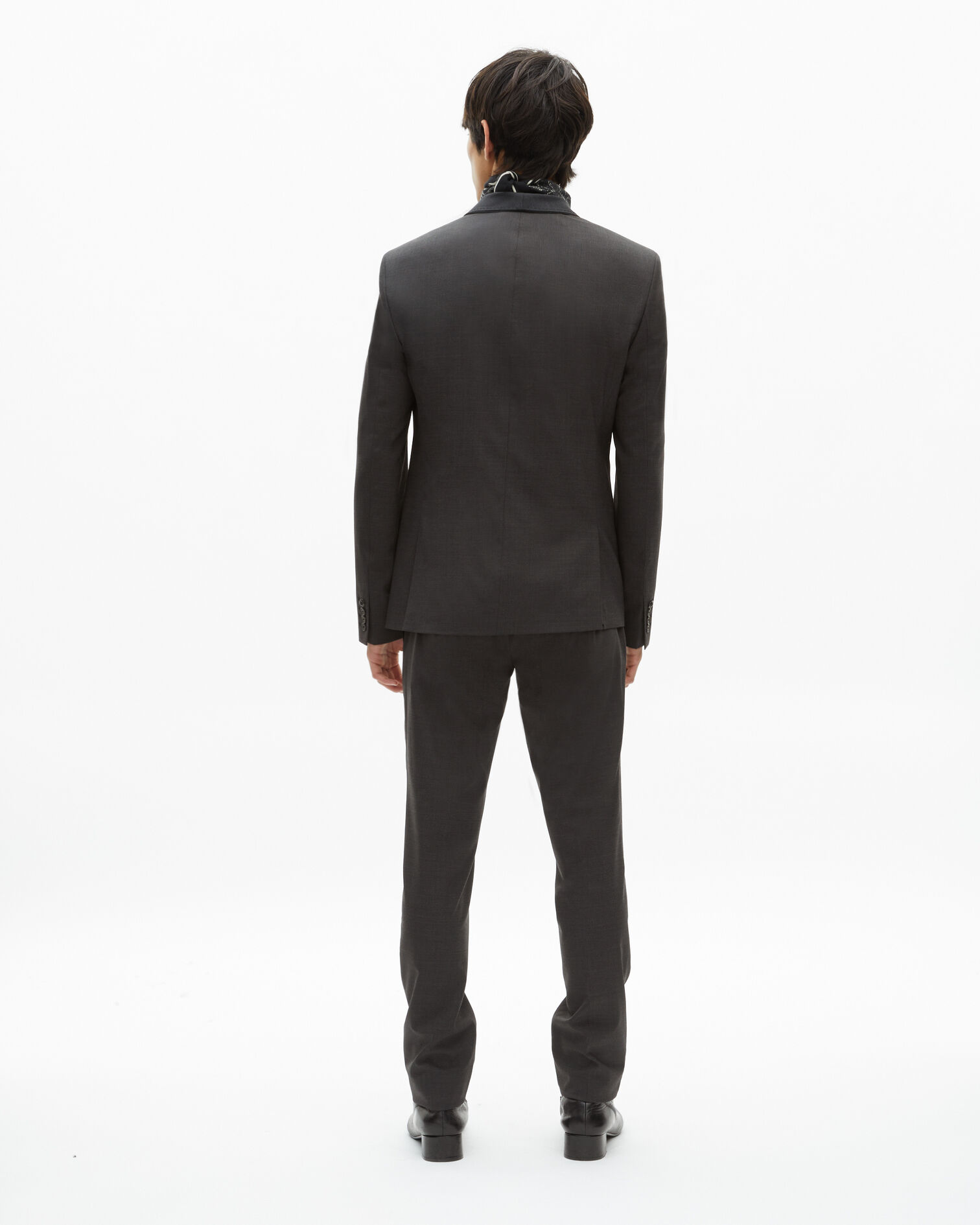 Black micro check wool blend suit jacket, BLACK GREY, hi-res image number null