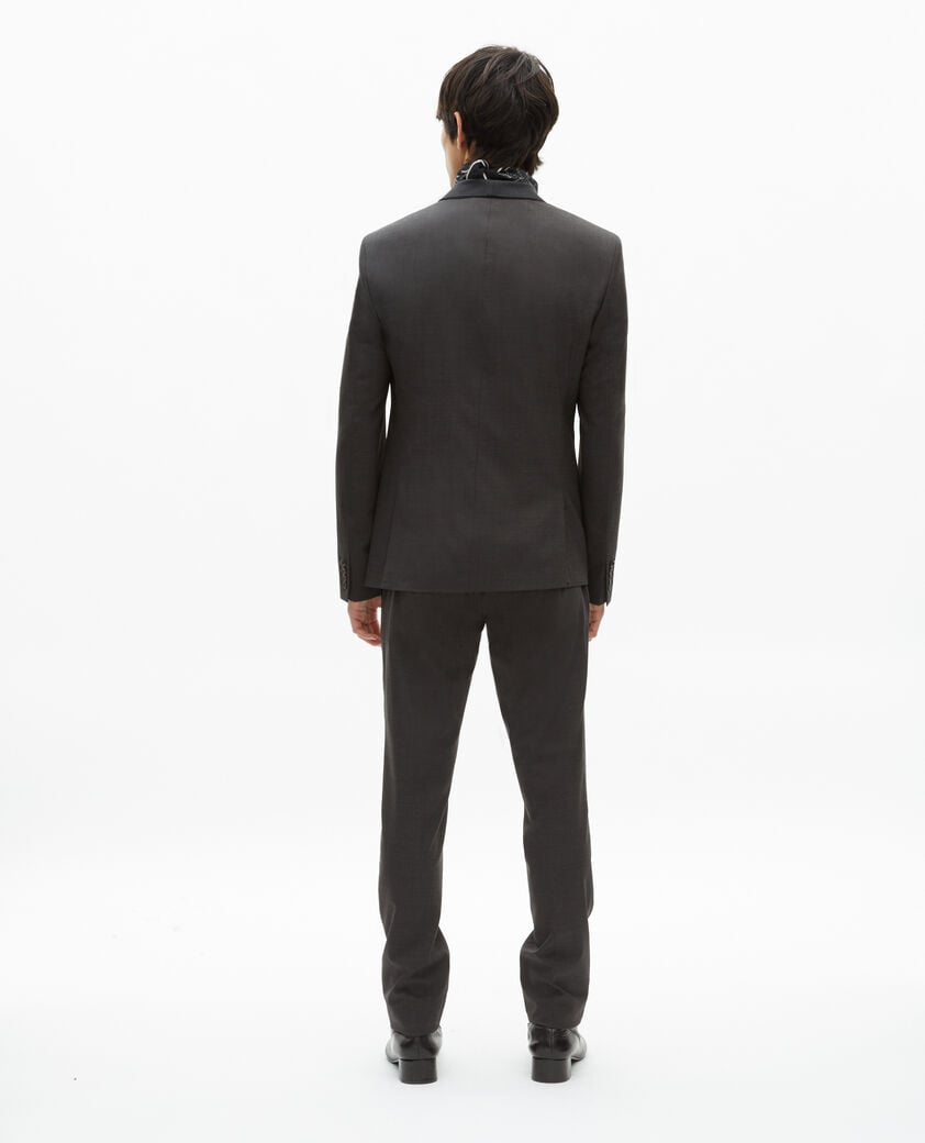 The Kooples HOMBRE BLACK GREY chaqueta de traje negra de mezcla de lana y micro cuadros