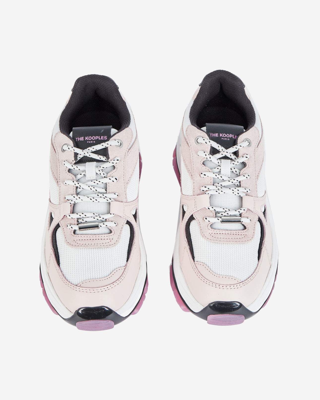 The Kooples WOMEN OFF WHITE / PINK light pink platform sneakers with tweed