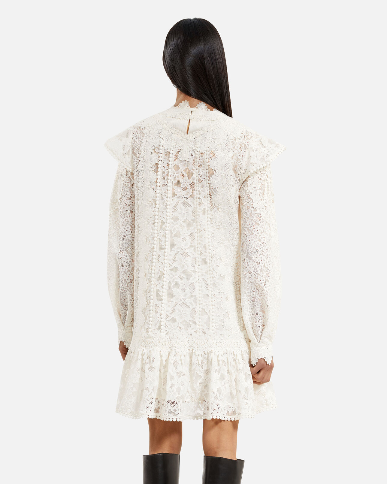 The Kooples DAMEN ECRU kurzes kleid aus ecrufarbener spitze