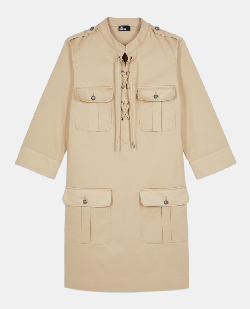 The Kooples WOMEN BEIGE short beige safari dress