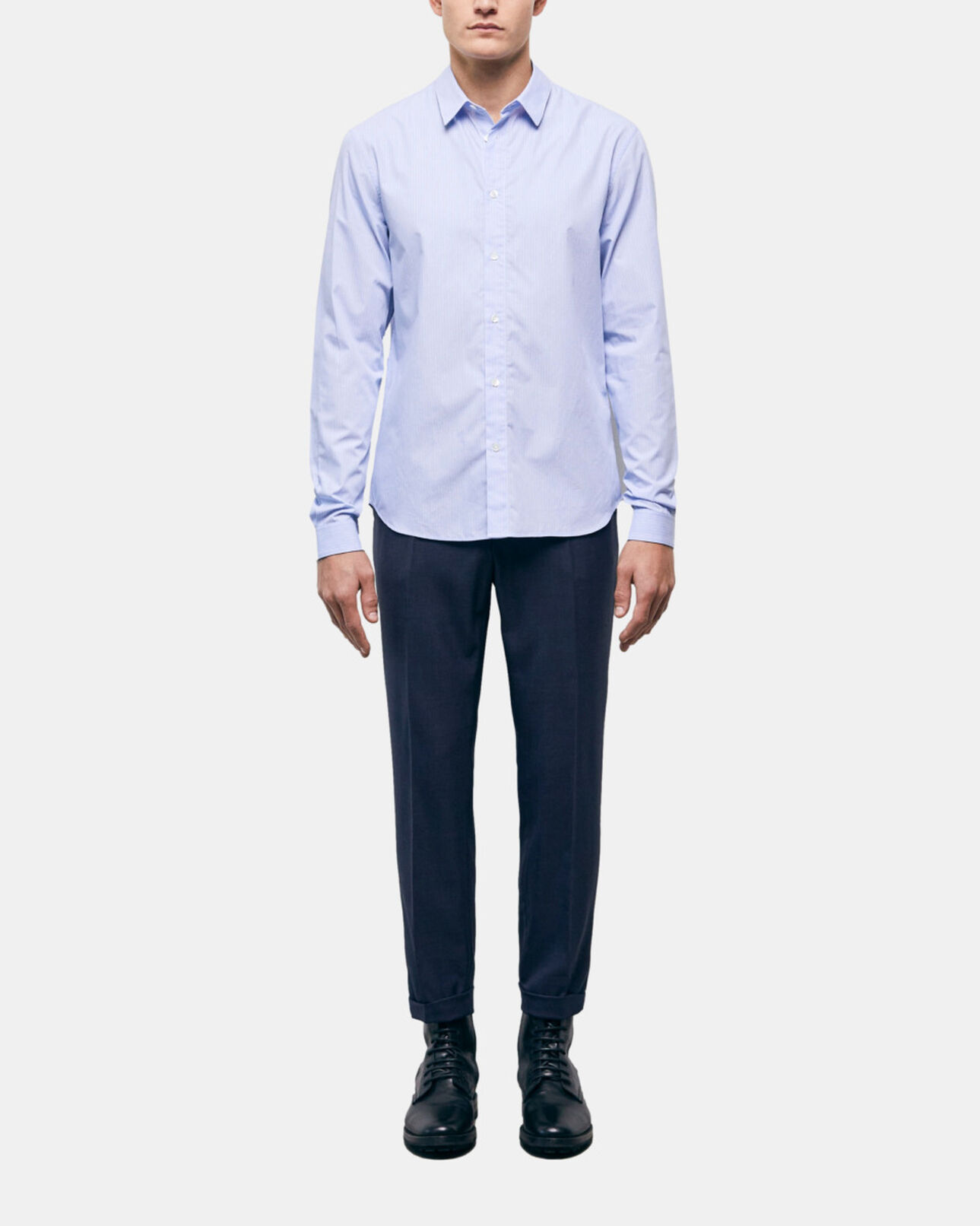 The Kooples HOMBRE WHITE / SKY BLUE camisa rayas con cuello clásico
