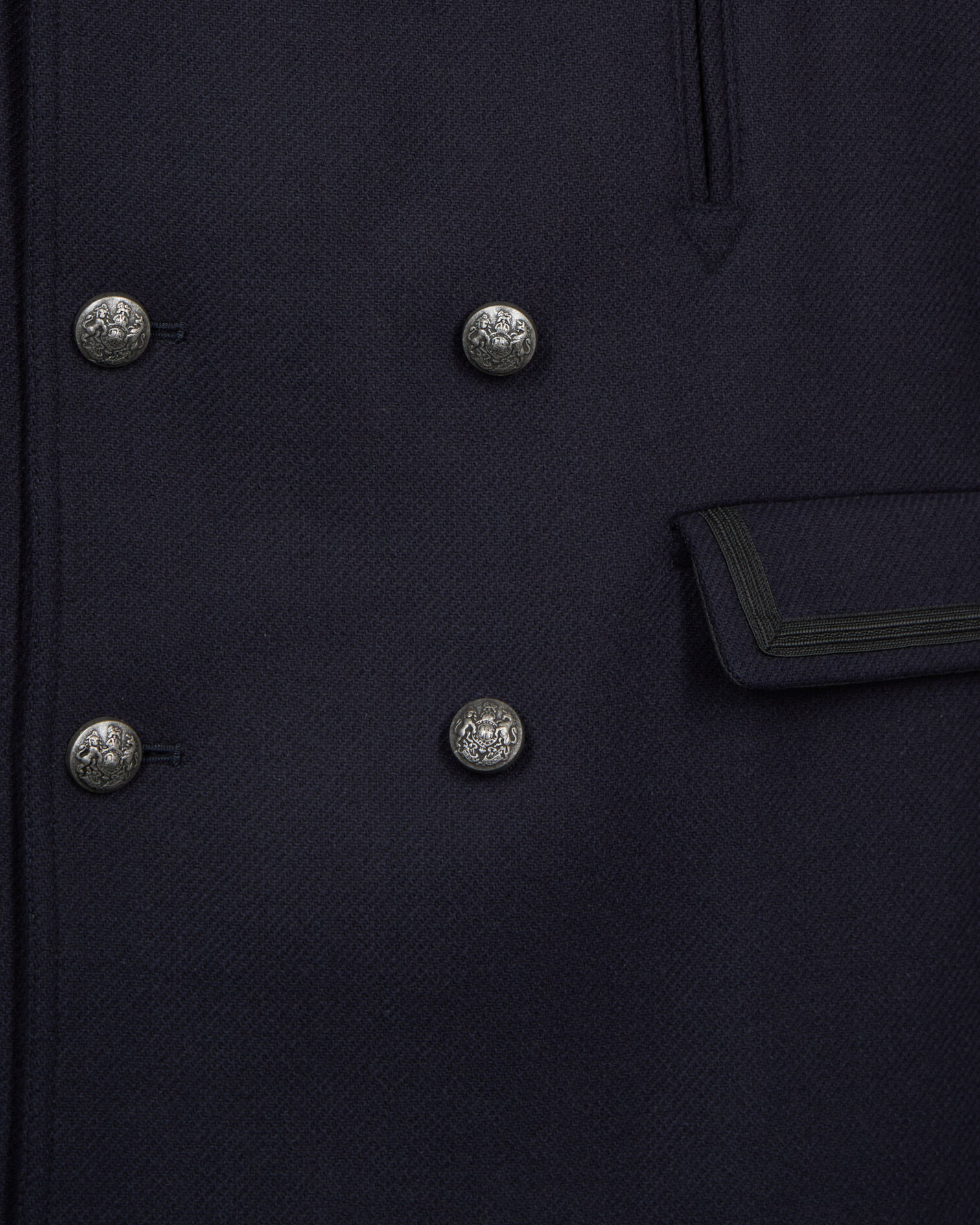 Navy blue officer-style pea coat, DARK NAVY, hi-res image number null