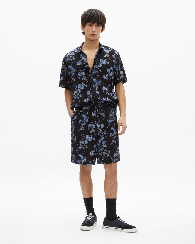 The Kooples HOMME BLACK BLUE chemise manches courtes imprimé fleuri noir