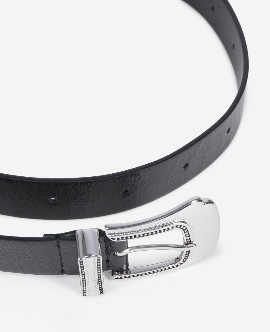 The Kooples DAMEN BLACK dünner schwarzer ledergürtel