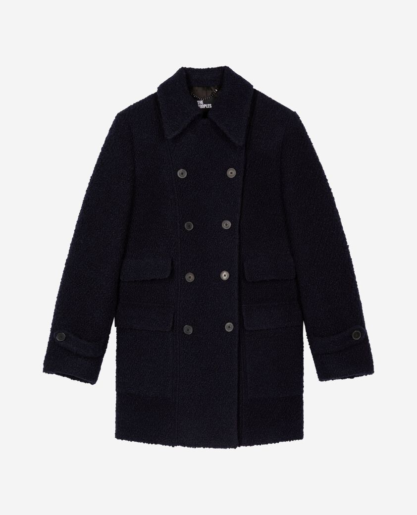 The Kooples DAMEN NAVY mantel aus bouclé-wolle in marine