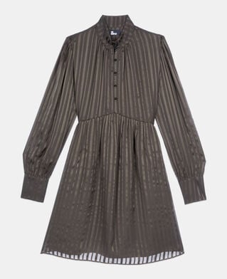 The Kooples DAMEN KAKI kurzes, khakifarbenes seidenkleid