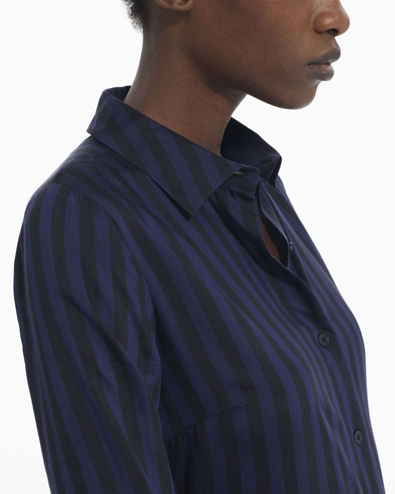 The Kooples DAMEN BLACK NAVY langes gestreiftes kleid