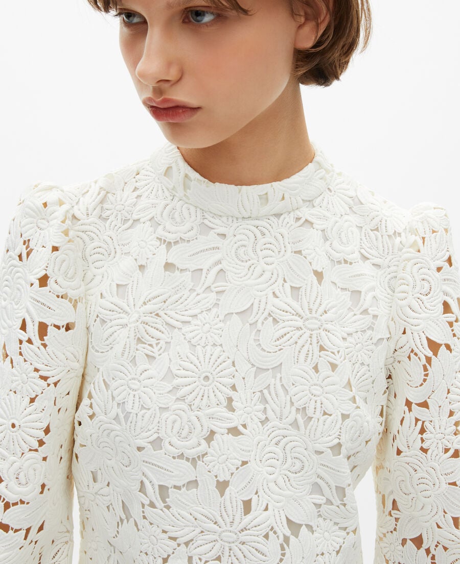 The Kooples F ECRU short dress in ecru floral lace