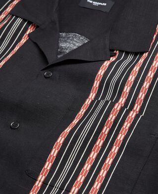The Kooples H BLACK - RED patterned shirt with contrasting stripes