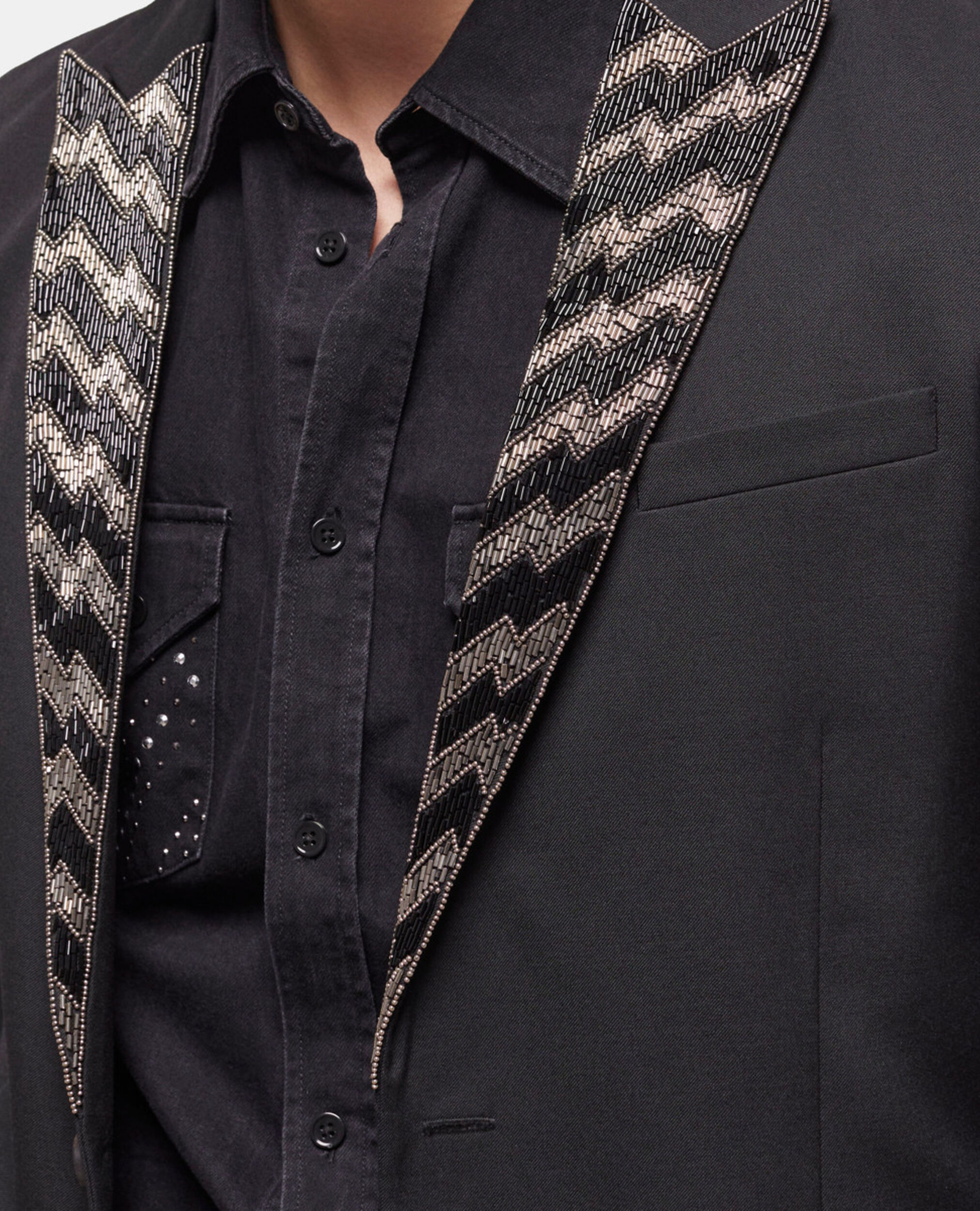 Black lapel jacket, BLACK, hi-res image number null
