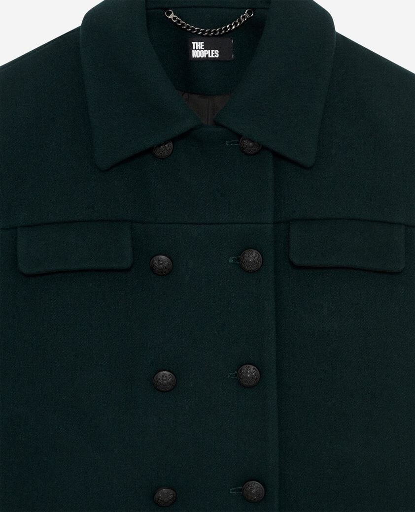 The Kooples FEMME BOTTLE GREEN blouson court en laine vert foncé