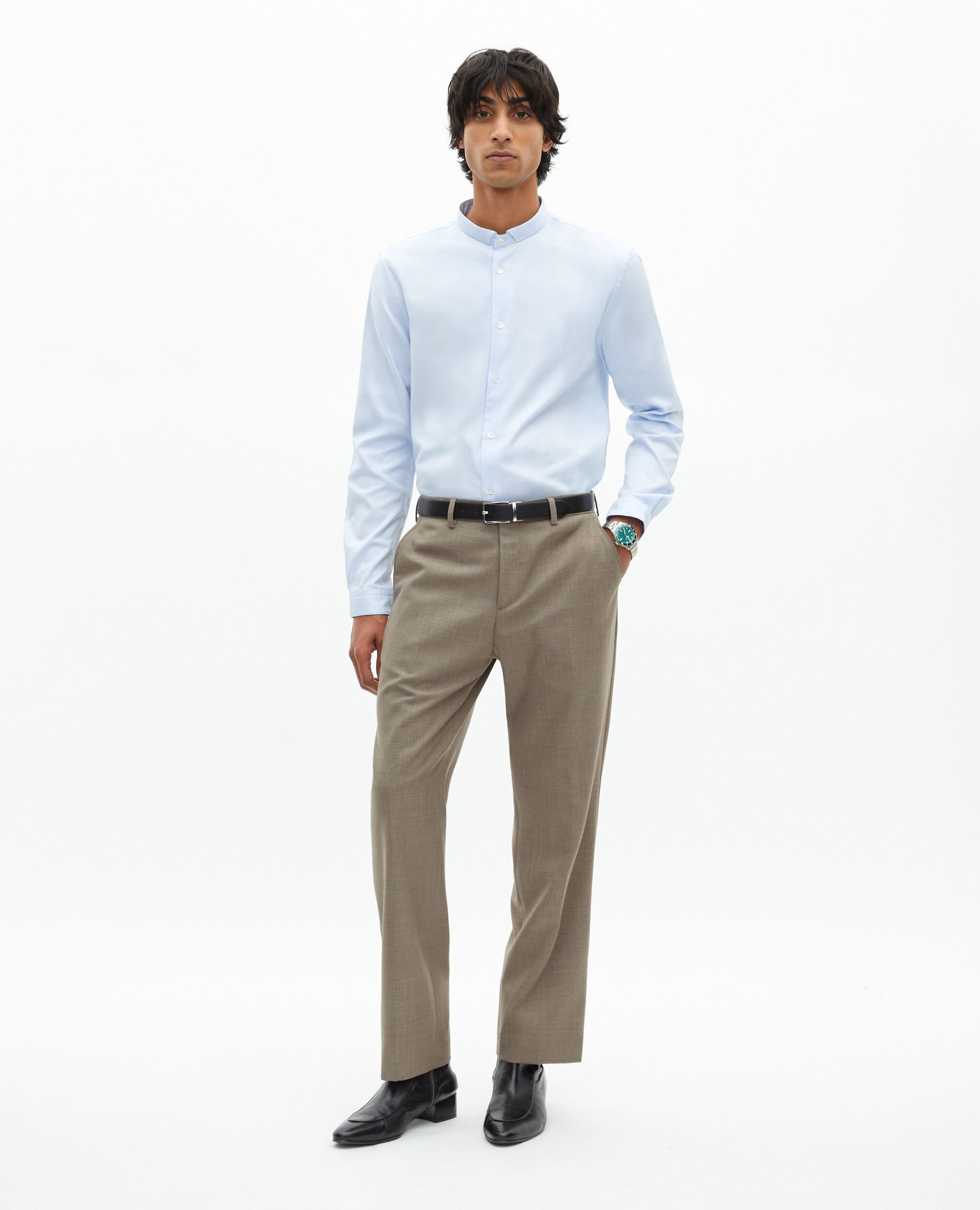 Pantalon de costume en laine beige, BEIGE MELANGE, hi-res image number null