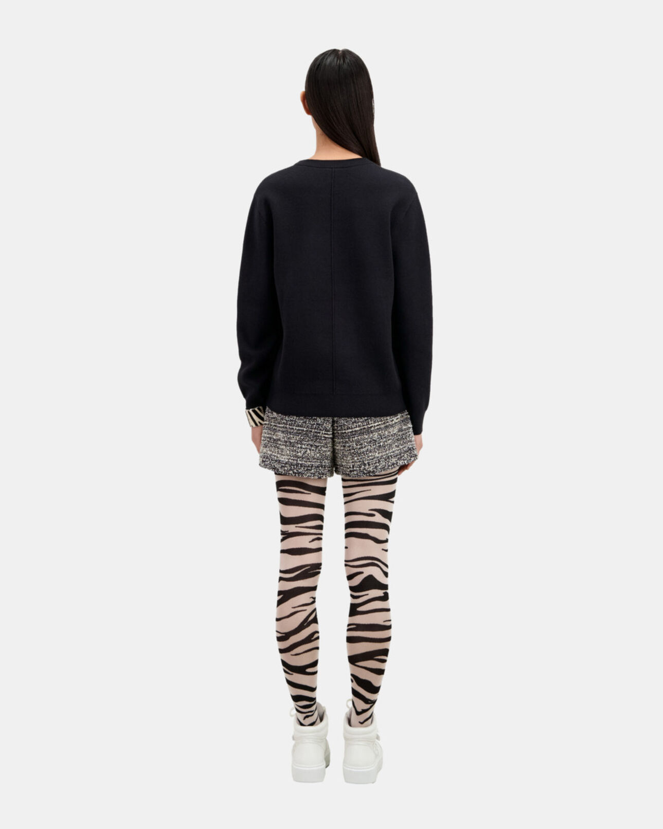 The Kooples FEMME BLACK WHITE pull noir dagger through heart avec étoiles