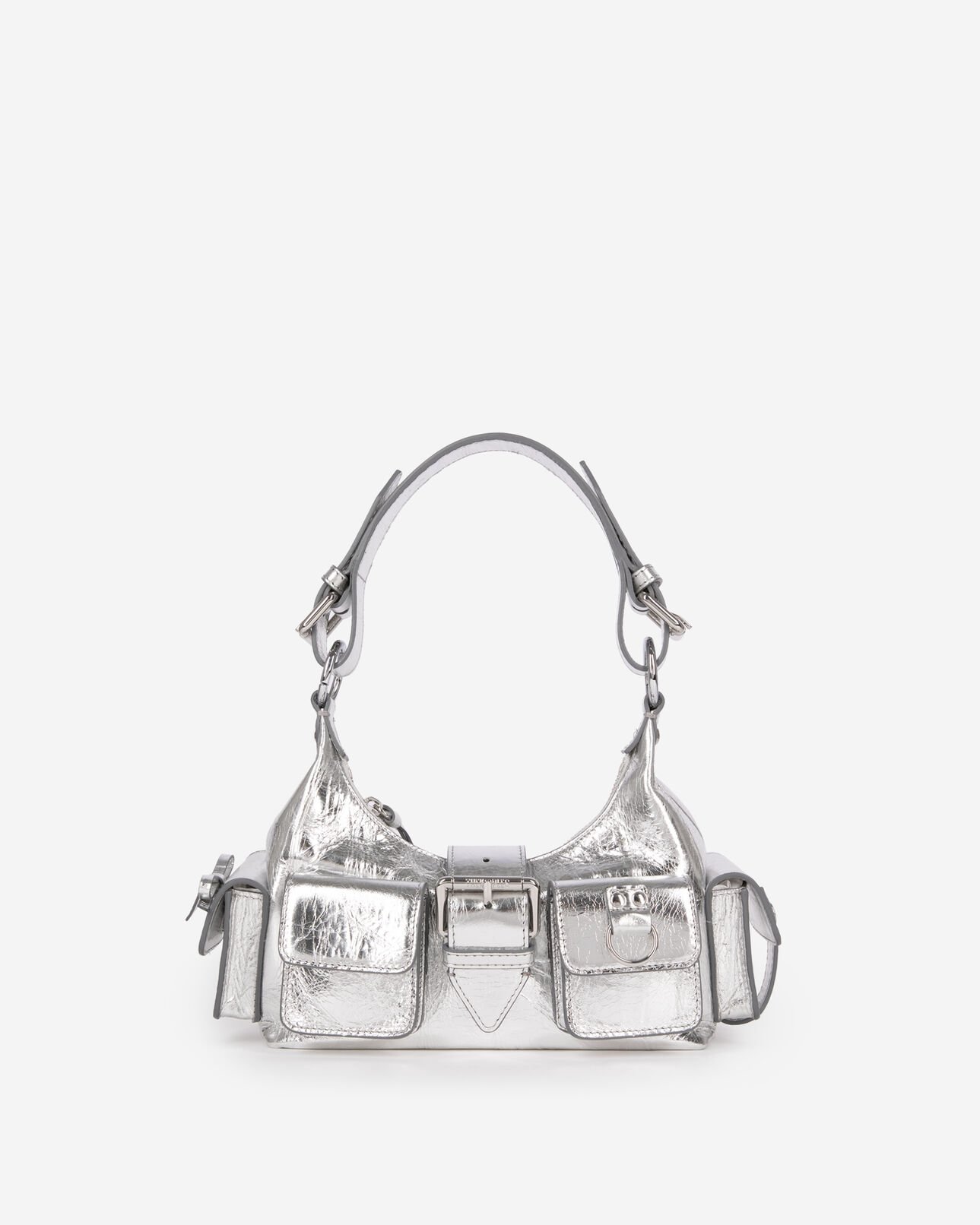 The Kooples DAMEN SILVER tasche amelia small aus silberfarbenem crackleder