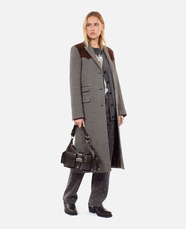 The Kooples FEMME BROWN sac amelia en cuir grainé marron