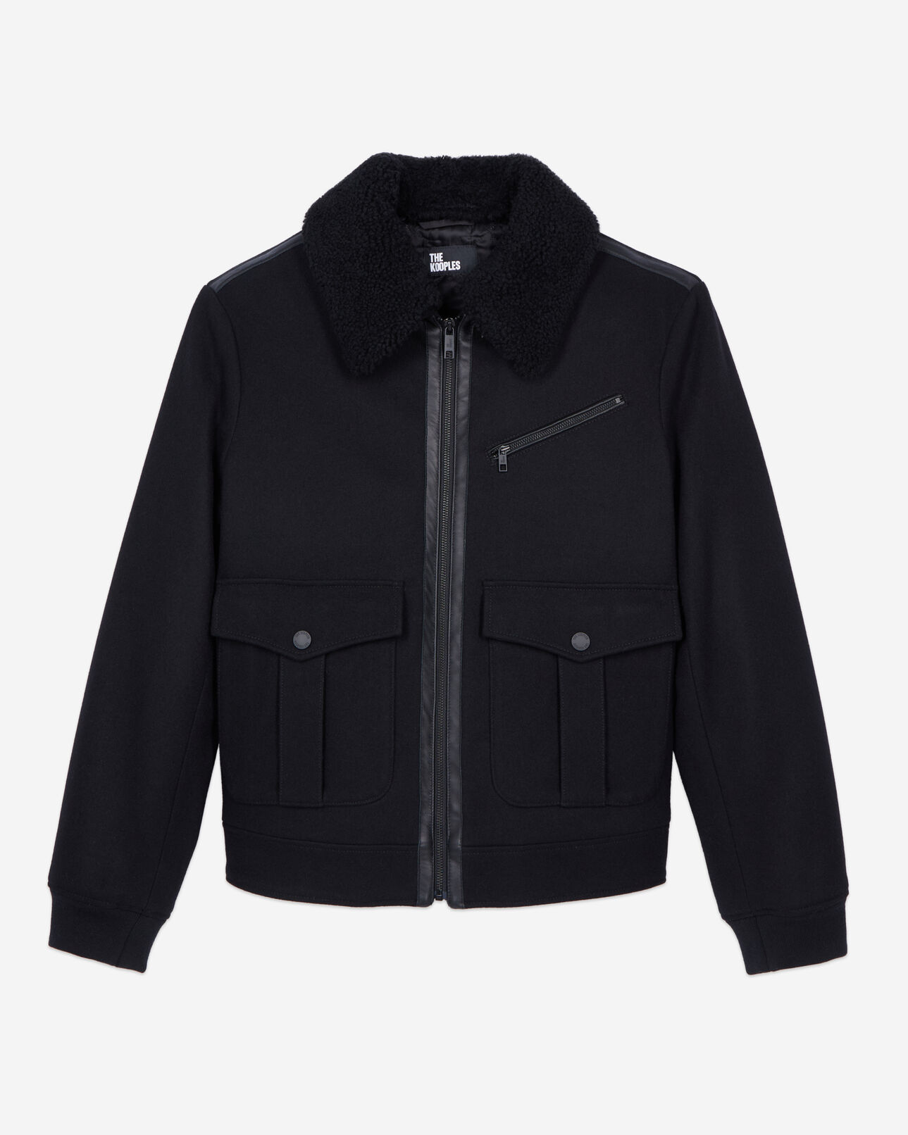 The Kooples HOMBRE BLACK chaqueta aviador mezcla lana negra
