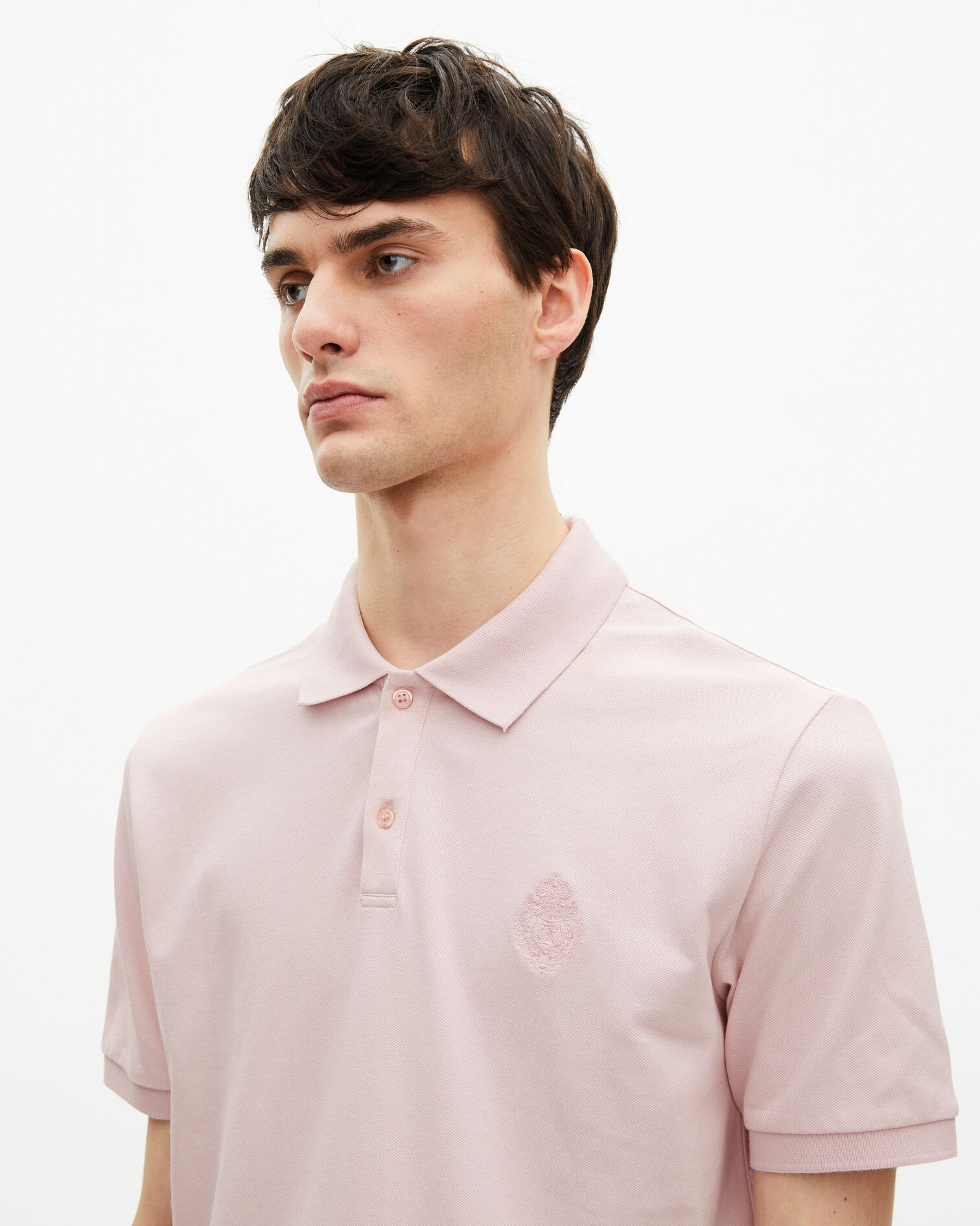 Piqué polo with classic pink collar, LILA, hi-res image number null