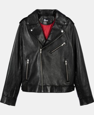 The Kooples MEN BLACK black leather biker jacket