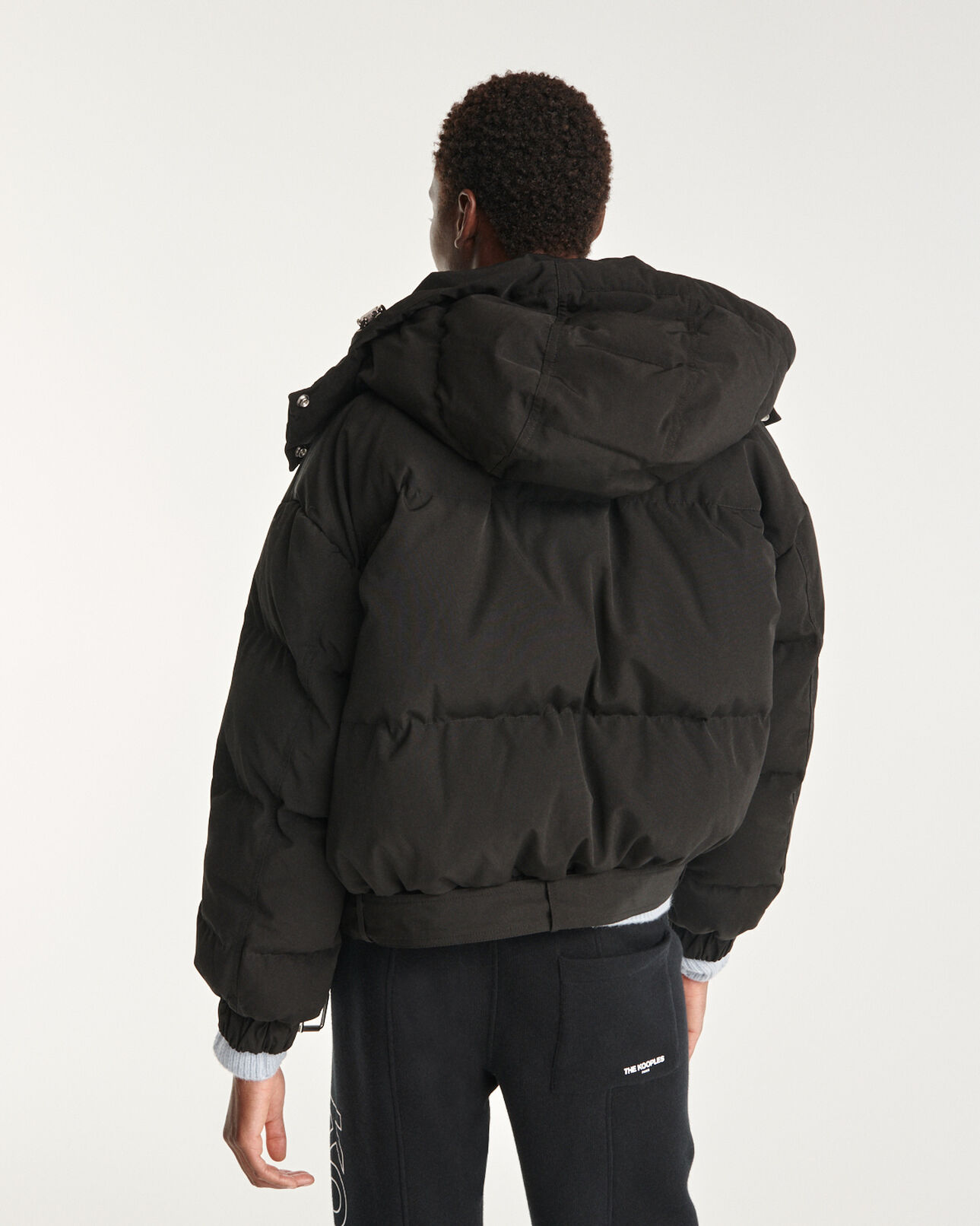 The Kooples WOMEN BLACK short black down jacket with hood