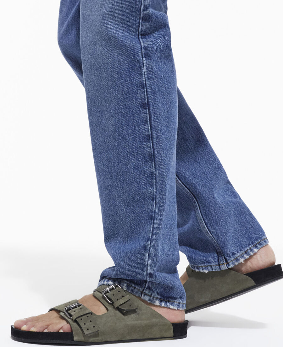 sandales en cuir kaki