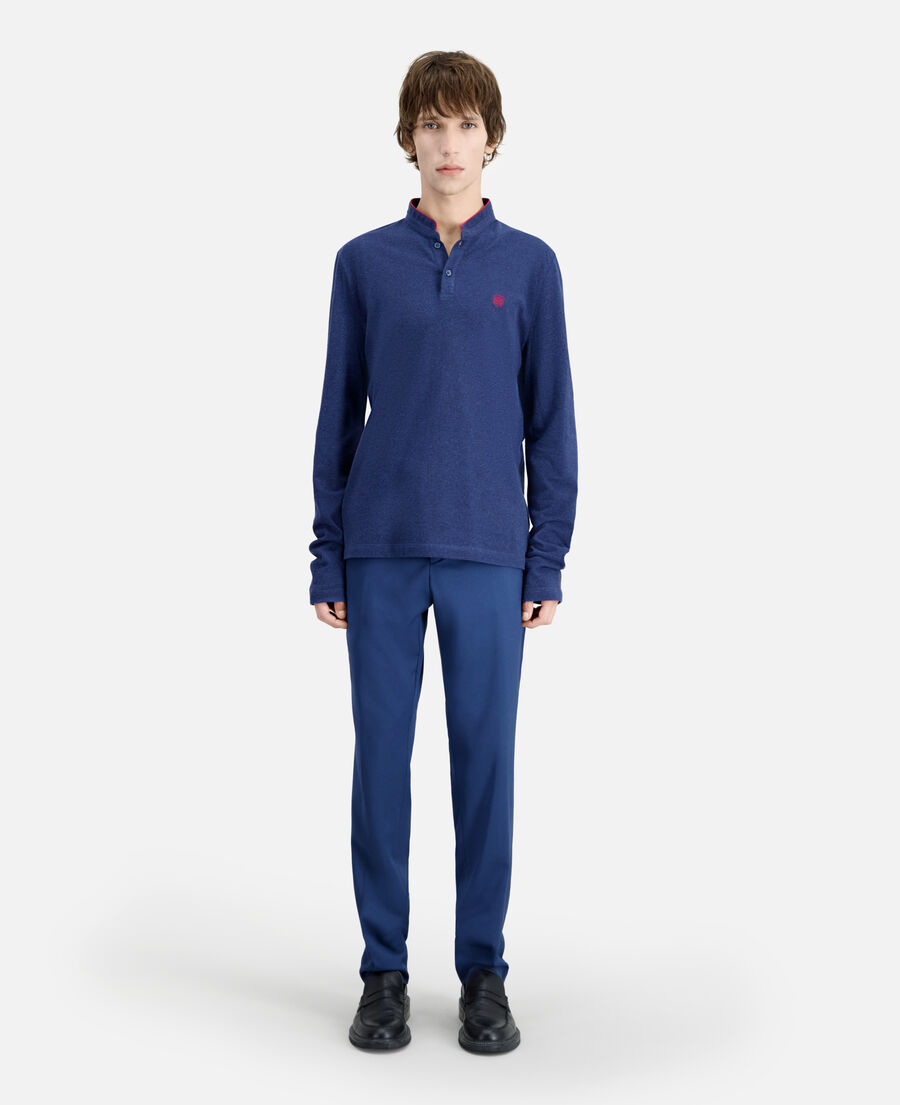 camisa polo azul marino algodón