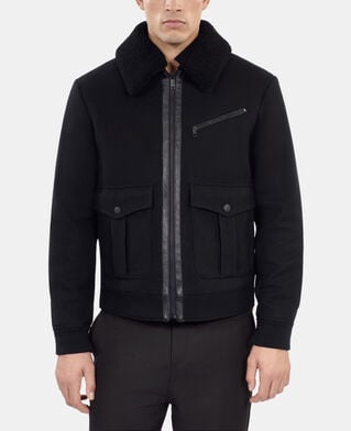 The Kooples H BLACK black wool blend aviator jacket