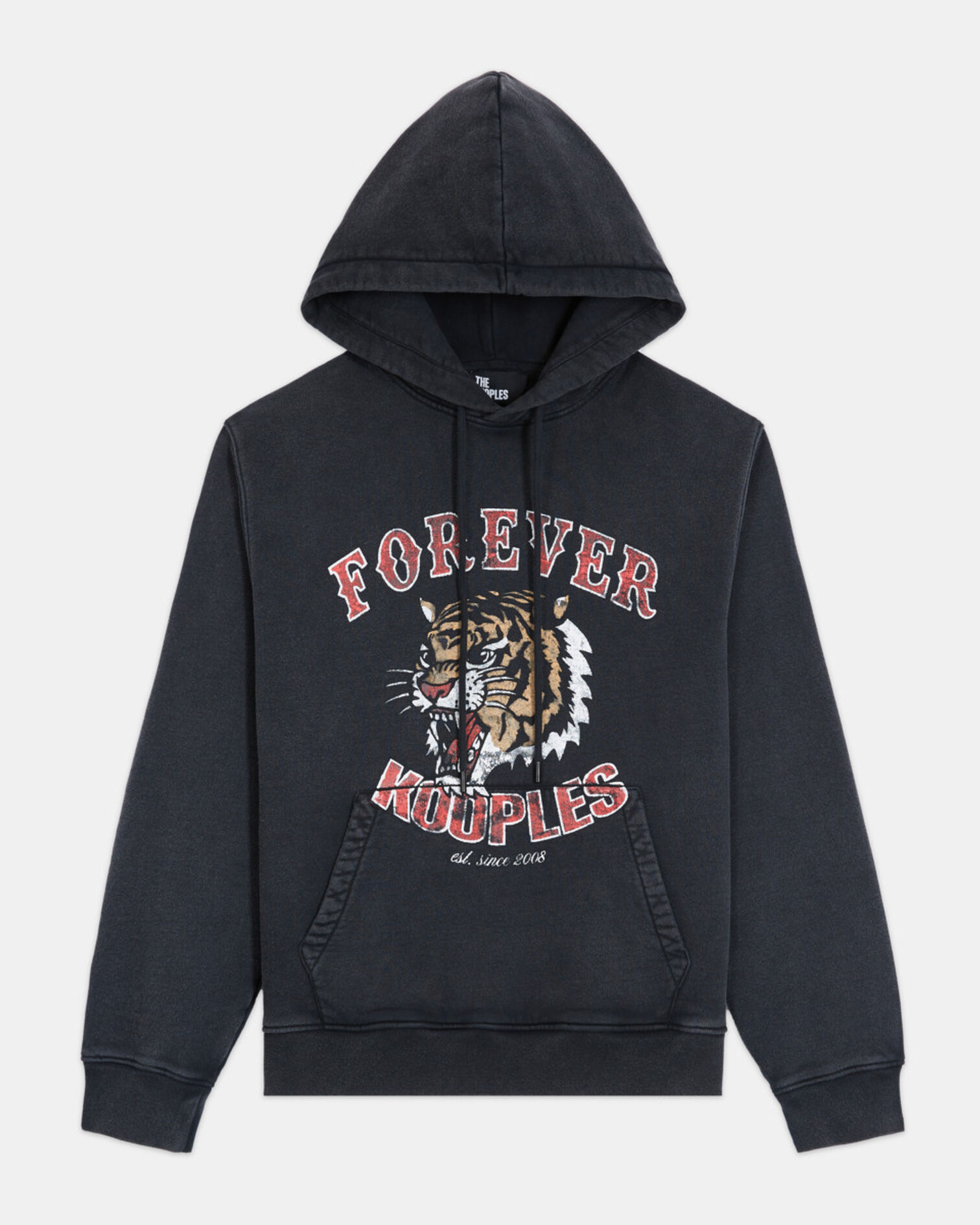 Black sweatshirt with screen print, BLACK WASHED, hi-res image number null