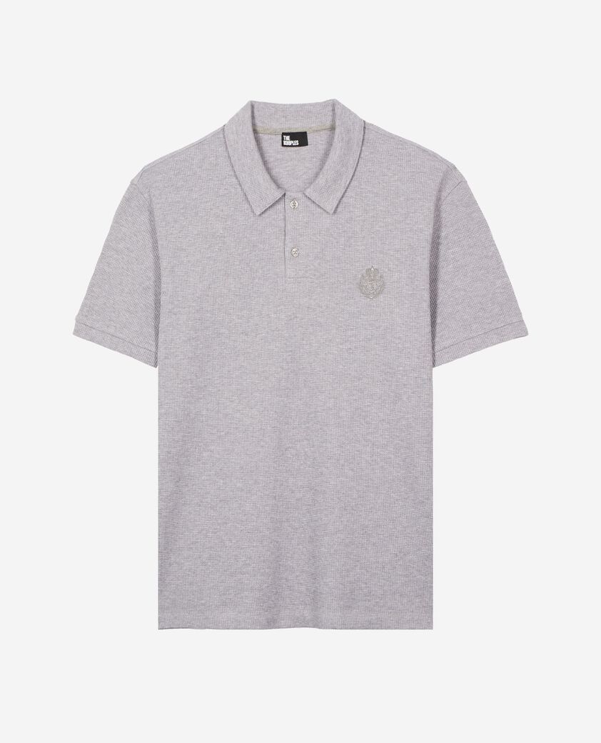 The Kooples HOMME GREY MELANGE polo en nid d'abeille avec blason gris
