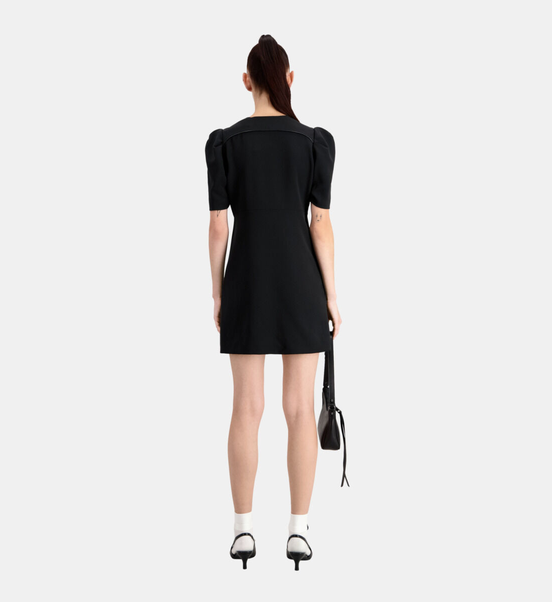 Black crepe dress with sleeves discount